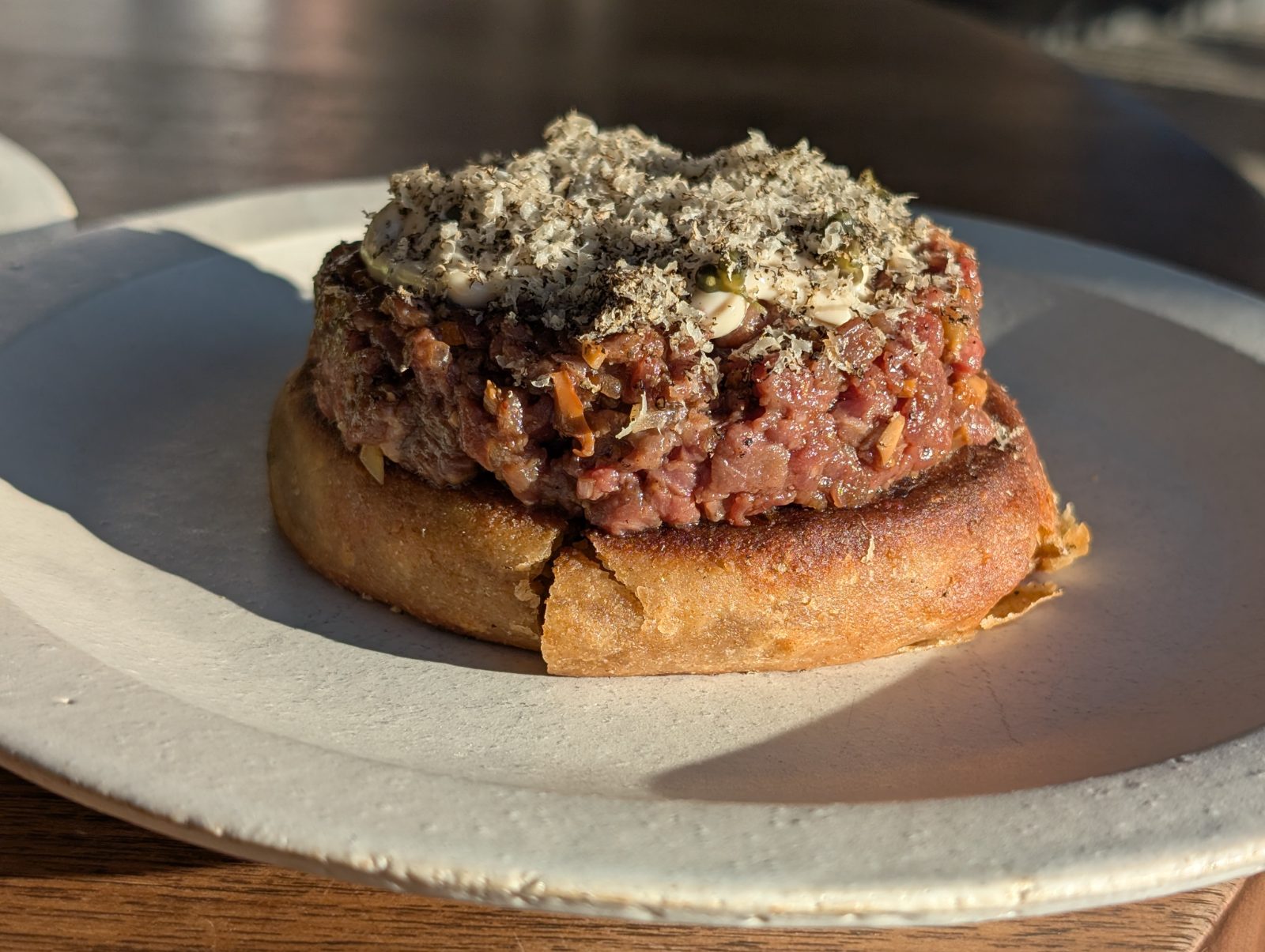Beef Tartare with Truffle on Brioche